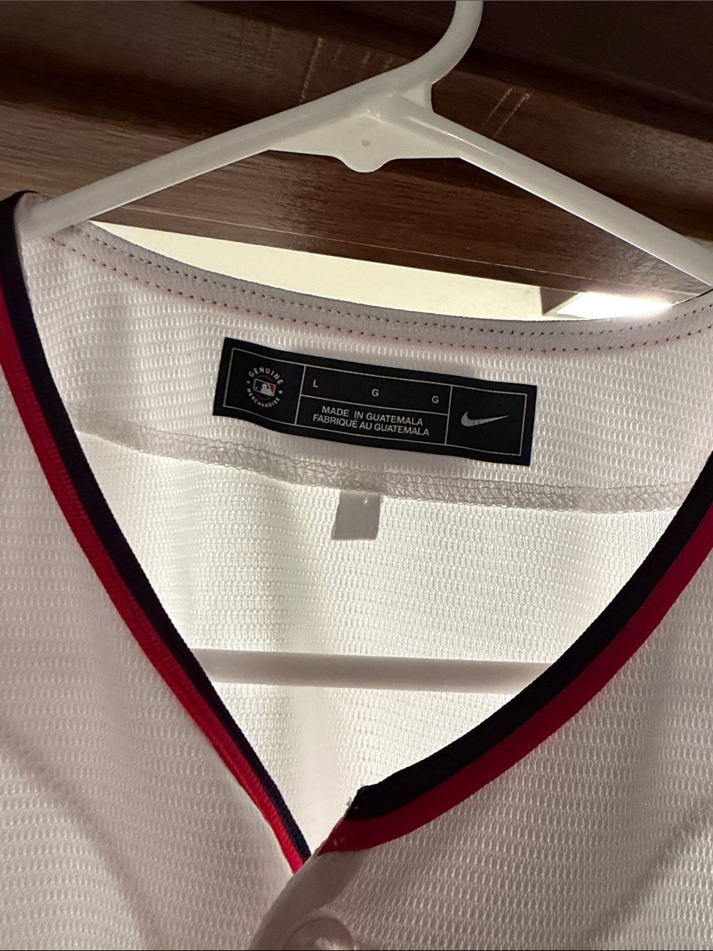 Nike White Nationals Button-Up Baseball Jersey with Navy & Red Trim - Picture 3 of 6